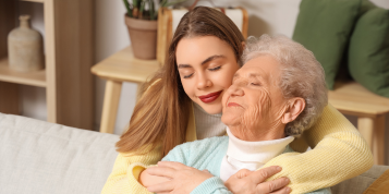 Caregiver helping a senior with personal care in Orange County, CA